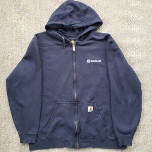 Carhartt Original Fit Full Zip Branded Hoodie Men's XL Navy Blue